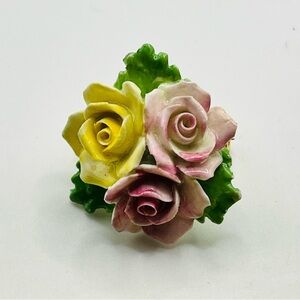 Vintage signed Royal Adderley porcelain flower small brooch